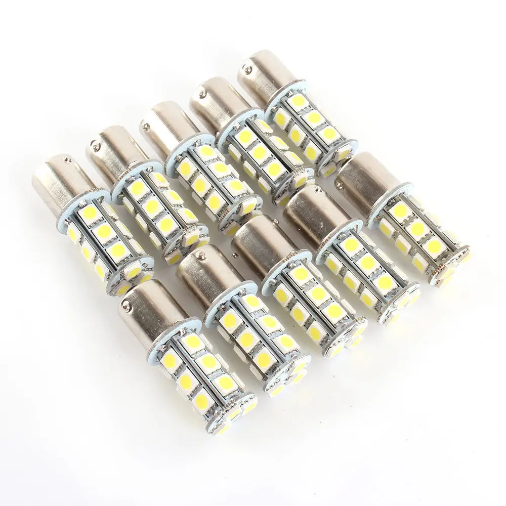 10 Pieces DC 12V Mini 1156 BA15S 18-SMD 5050 Car LED Bulbs Backup Lights for Car/Truck/Trailer/RV Ect