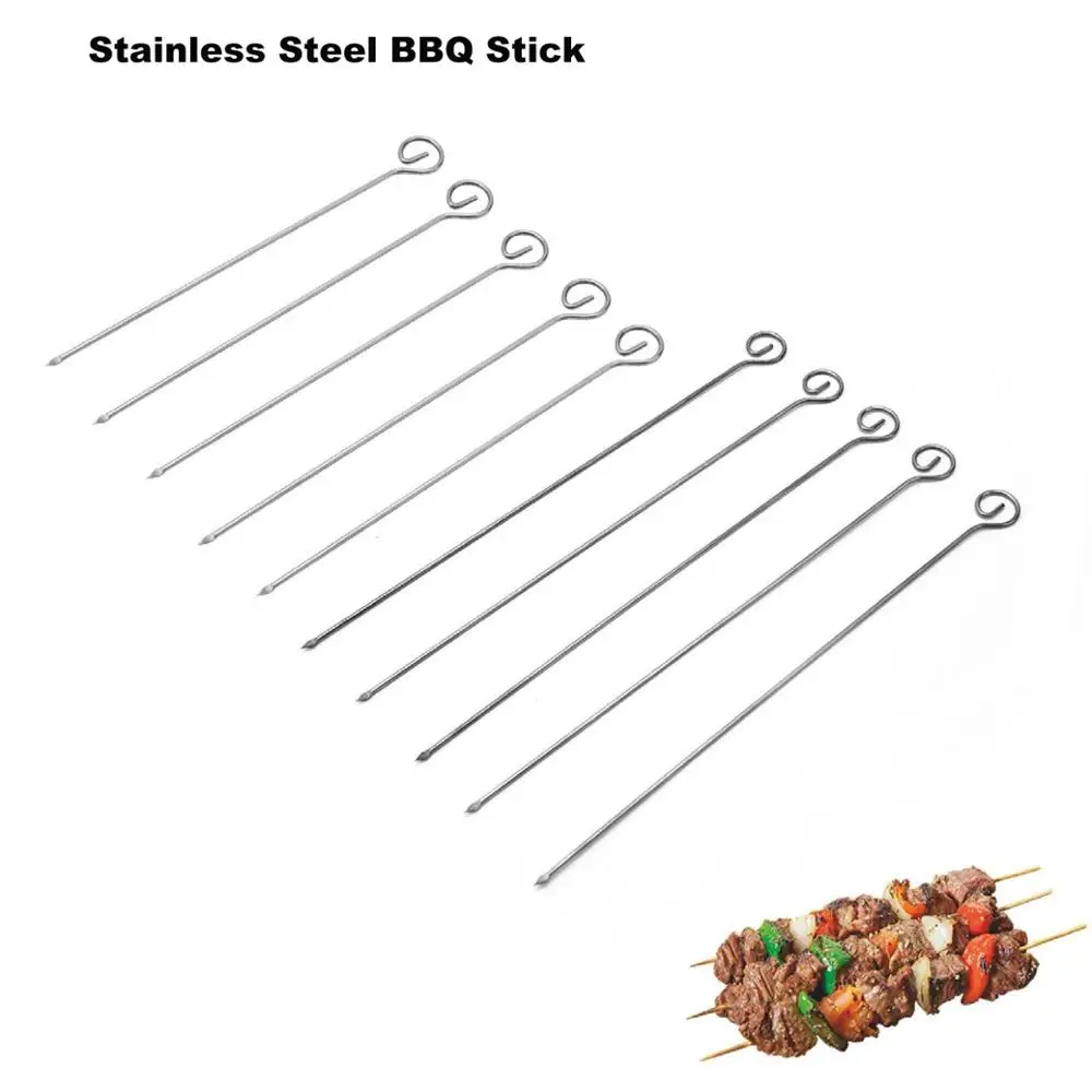 Stainless steel Barbecue Skewer Metal Durable BBQ tools barbecue accessories 10 pcs/Set BBQ Stick