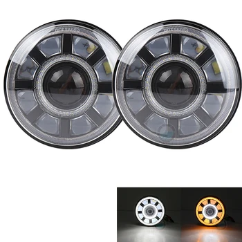 

7 inch 60W Led Lights White DRL Dual Angel Eyes Halo Ring 24V LED Headlamps For Jeep wrangler JK 2007-2017