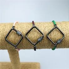 5 шт./лот высокое качество cz застежка браслет, бронзовая квадратная форма кубический циркон Шарм ювелирные изделия, Регулируемый Женский браслет