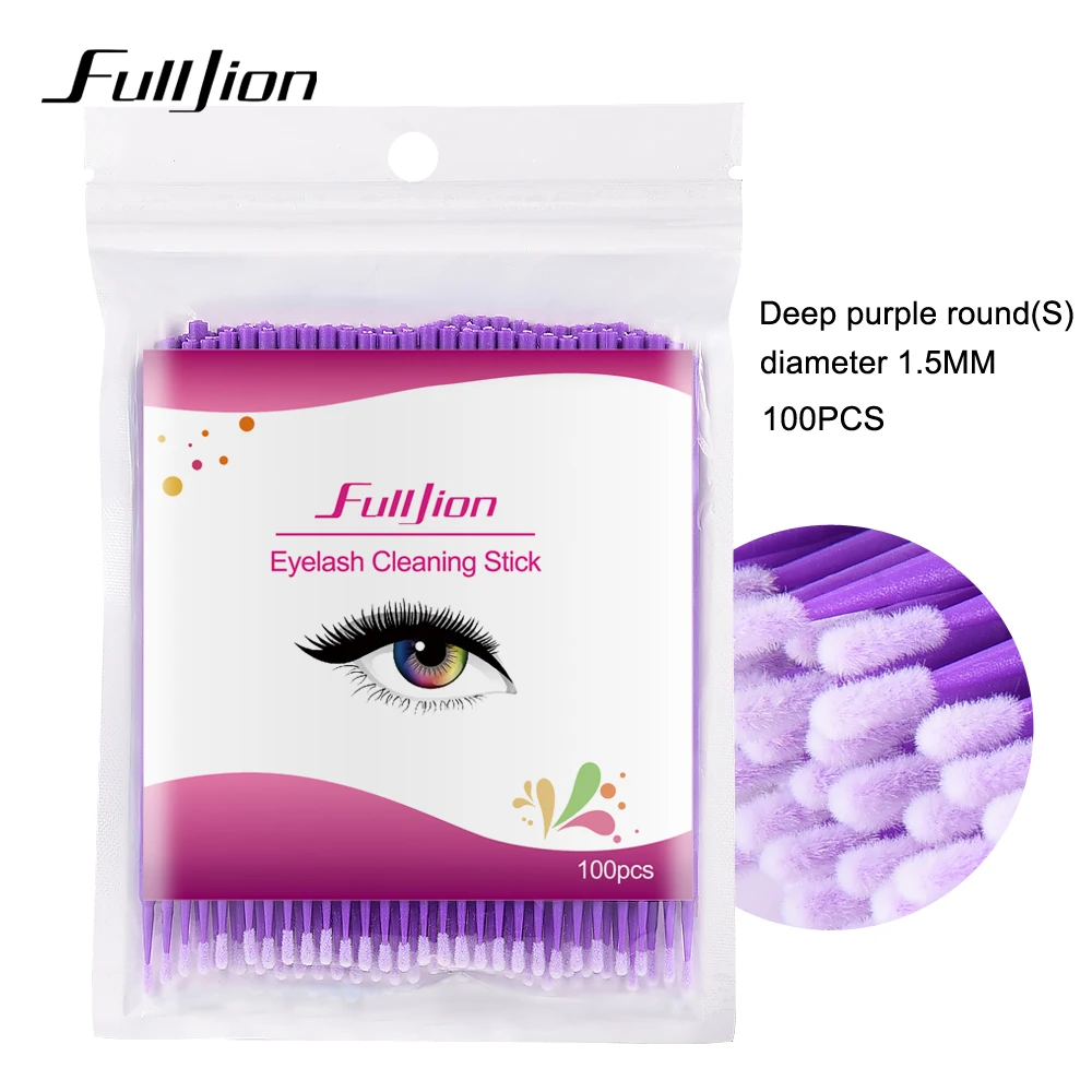 03 Light purple S Горячие натуральные ресницы удаление татуировки микро набор кистей Новые 100 шт одноразовые красочные ватные тампоны щетка для ресниц очищающий тампон - Цвет: 03 Light purple S