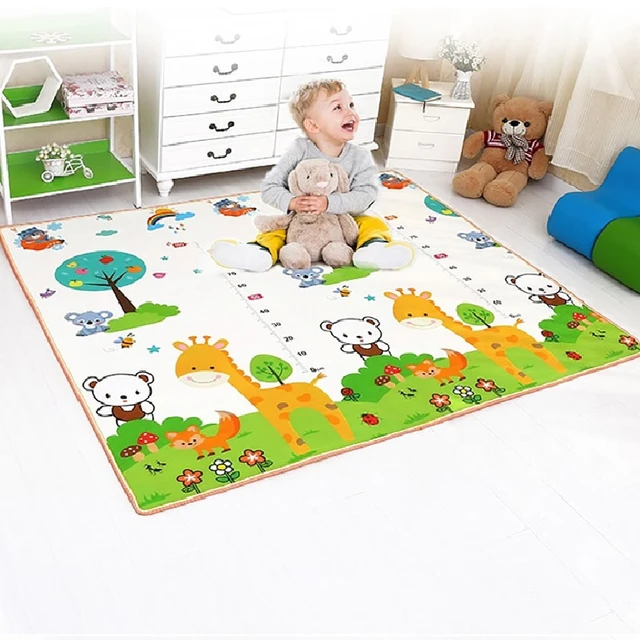 Tapis de jeu à double surface pour bébés, tapis pour enfants, polymères de  chambre pour parc