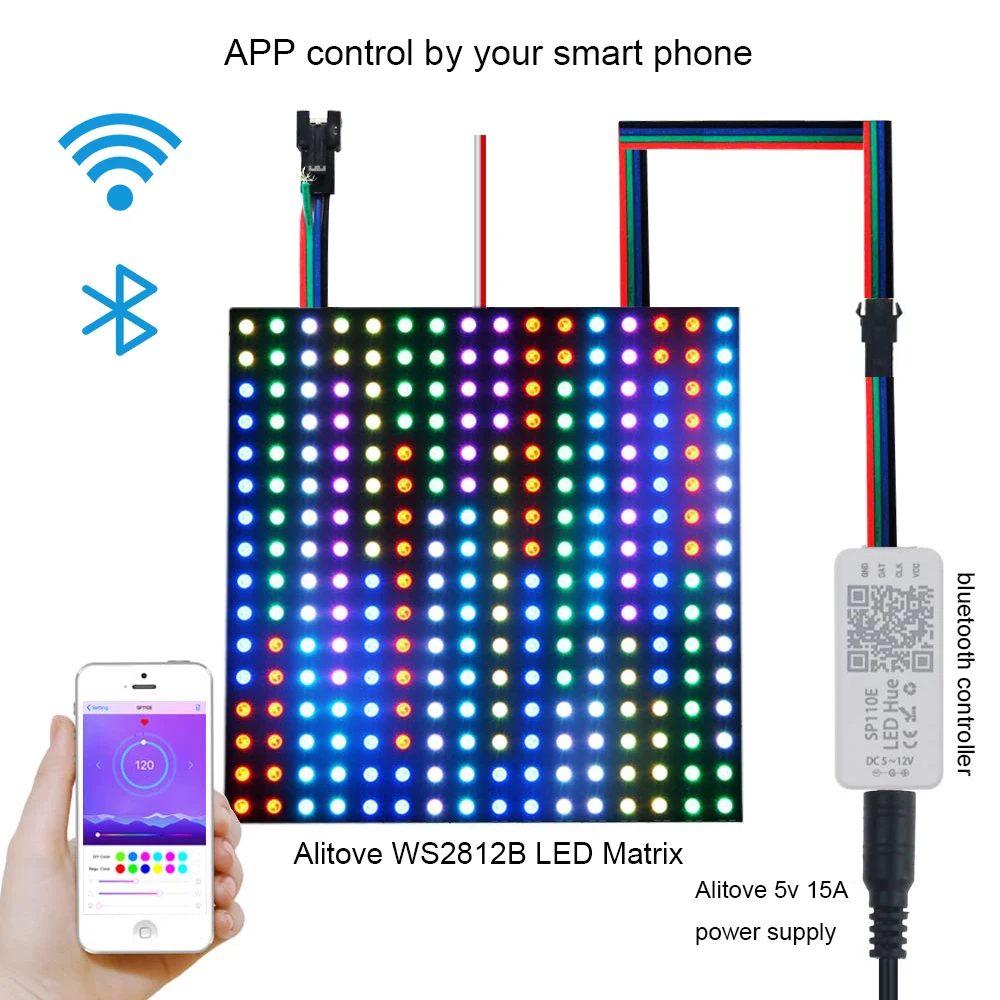 SP110E SPI Bluetooth full color Pixel light Controller by smart phone APP For WS2812B SK6812 RGBW LPD88061903 RGB/RGBW DC5-12V