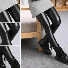 

2022 New Spring Autumn Kids Girl Legging Baby Girls Boys Skinny Pencil Pants Faux PU Leather Childrens Leggings Black Wine