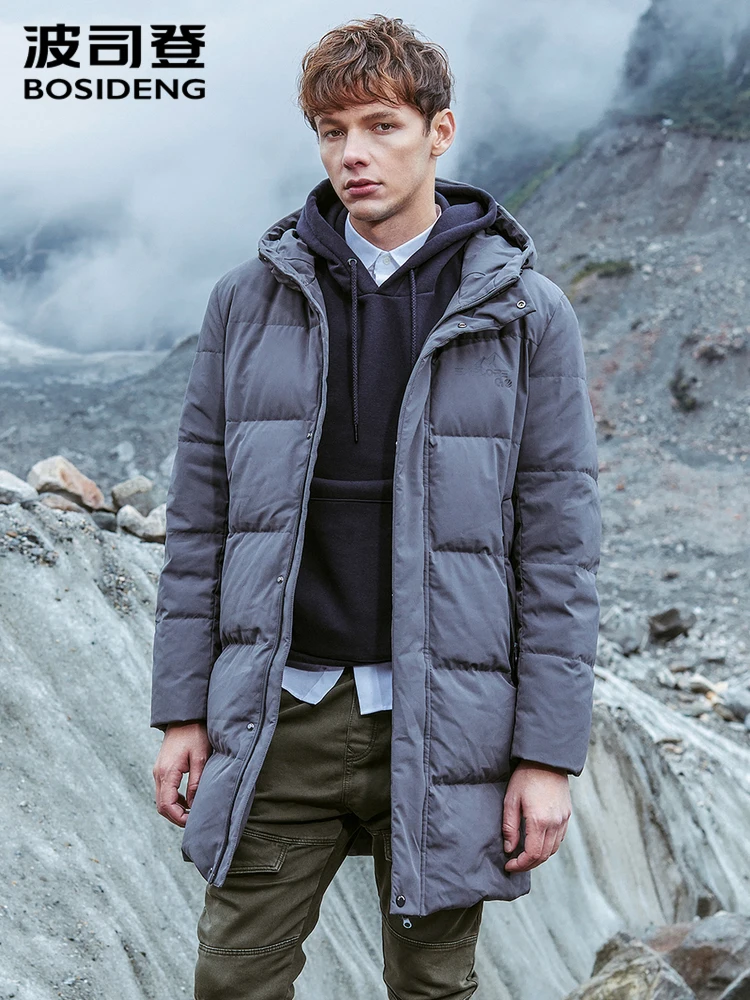 BOSIDENG, средней длины, с капюшоном, пуховик для мужчин, зимний, для отдыха, теплый, Молодежный, модный, пальто, новинка, B80142003