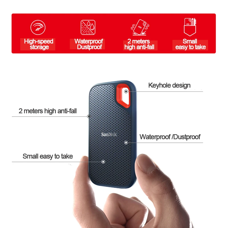 SanDisk 2 ТБ Type c портативный SSD 1 500 Гб 550 м внешний жесткий диск USB 3 HD 250 ГБ