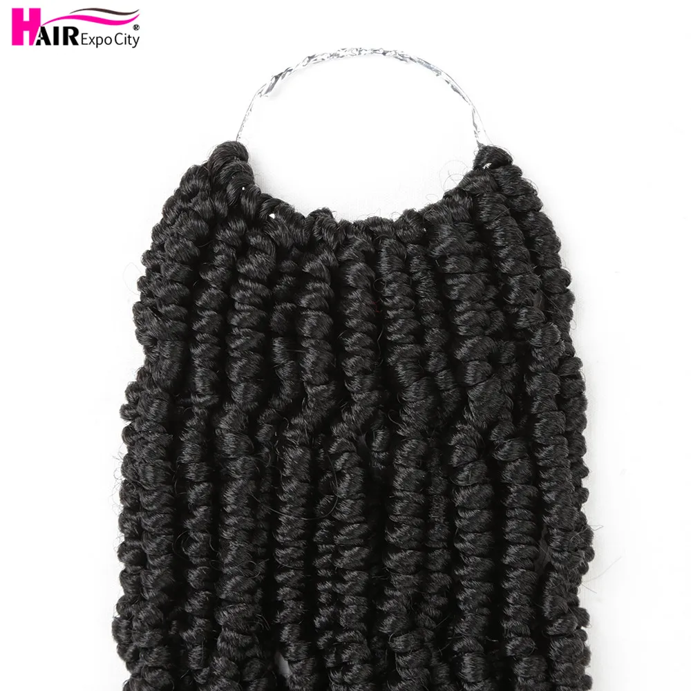 14inch Havana Spring Twist Crochet Hair Extensions Synthetic Crochet Braiding Hair With Curly Ends Black 24Strands Hair Expo