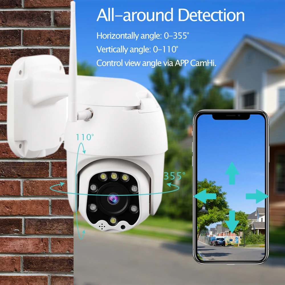 Камера видеонаблюдения CamHi 3G 4G SIM карта IP Wi Fi 1080P HD PTZ беспроводная купольная