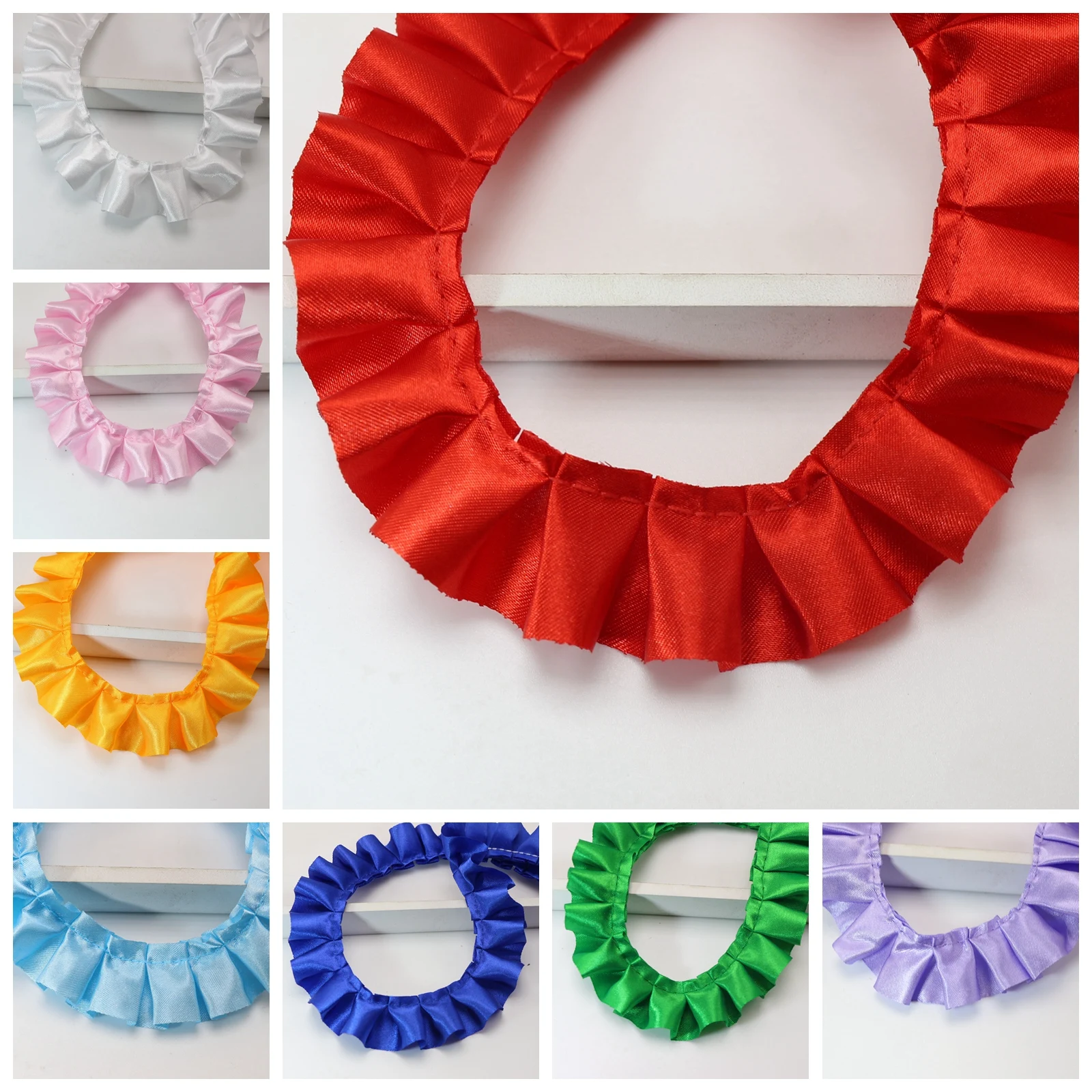 Lace ribbon cotton ribbon ruffle unilateral satin ribbon trim 25mm (1") sewing wed doll dress craft 5.5 Yards