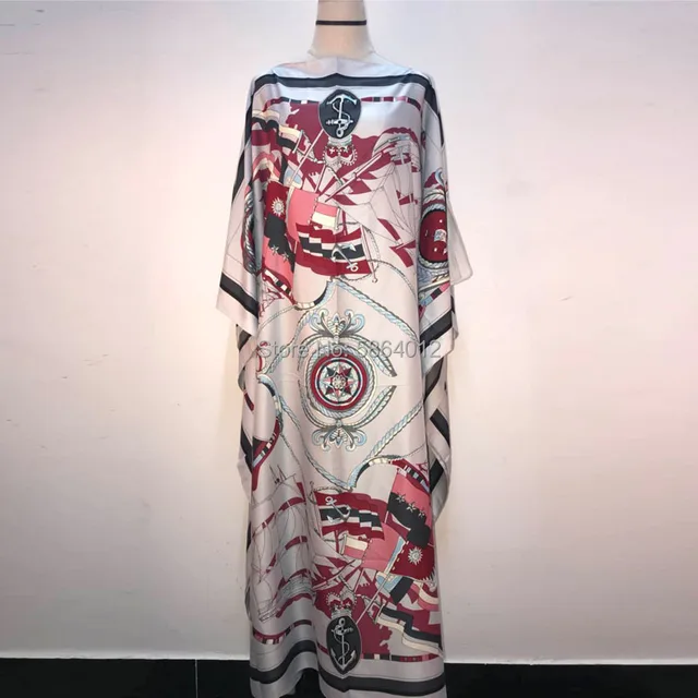 Kuwait Fashion Blogger Recommend Popular printed Silk Kaftan Maxi dresses Loose Summer Beach Bohemian kaftan long dress for lady 3