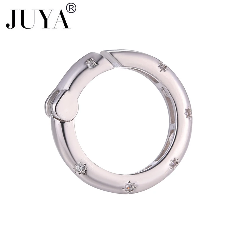 

JUYA 2021 DIY Handmade Jewerly Findings Press Spiral Clasps Hoops Cubic Zirconia Charm Connectors For Bracelets Necklaces Making