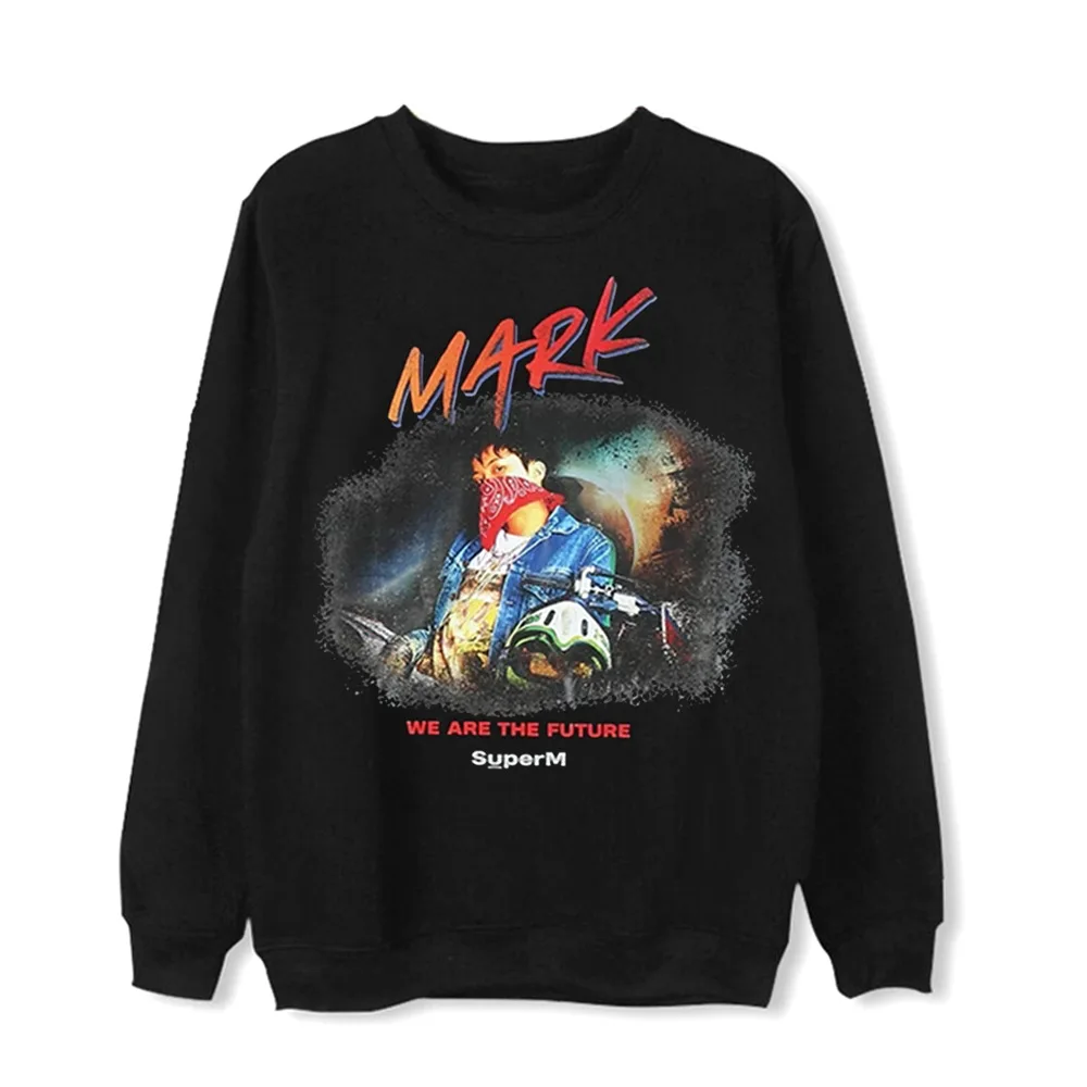 MARK-Thin K-pop SuperM официальный же стиль поддерживающий Свитшот Kpop TAEYONG KAI BAEKHYUN TAEMIN LUCAS MARK TEN Толстовка с принтом пуловер - Цвет: MARK-Thin
