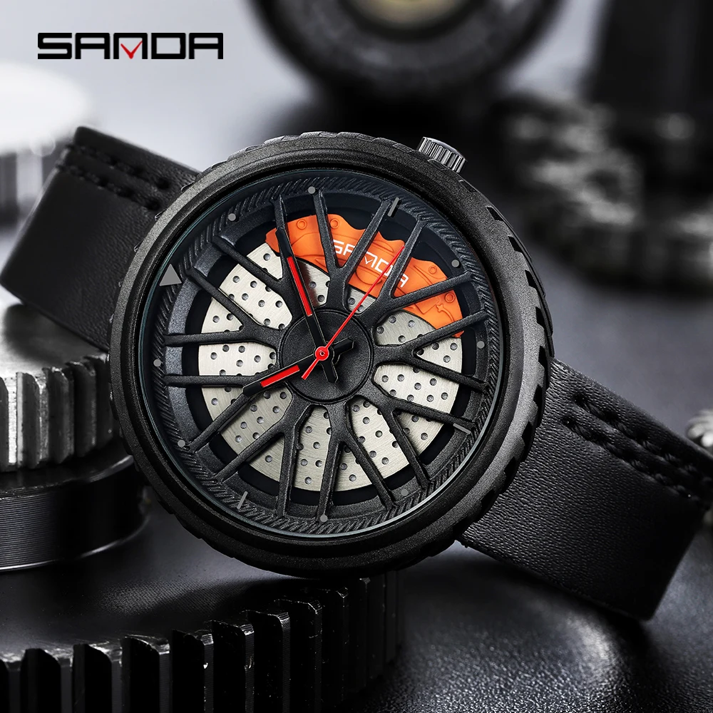 

Reloj SANDA 2020 New Men Watch Fashion Cool Rotating Dial Premium Leather Strap Quartz Wristwatch Sports Outdoors Match Gifts