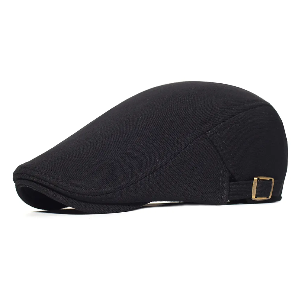 Cotton Adjustable Newsboy Caps Men Woman Casual Beret Flat Ivy Cap Soft Solid Color Driving Cabbie Hat Unisex Black Gray Hats 1