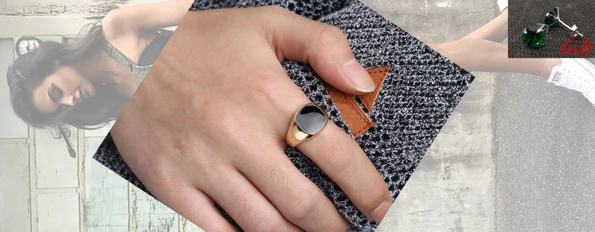 AITIEI позолоченные кольца с черной эмалью, мужское Винтажное кольцо в стиле панк, классическое черное кольцо с имитацией черных камней, мужское кольцо с эмалью
