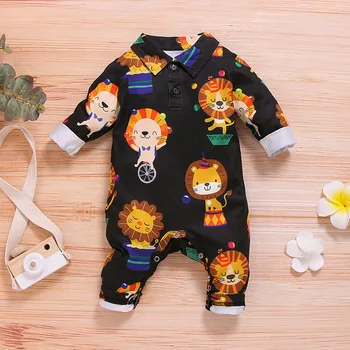 

Newborn Baby Baby Boys Rompers Long Sleeve Cute Animals Print Clothes Newborn Baby Romper Boy 0-18M