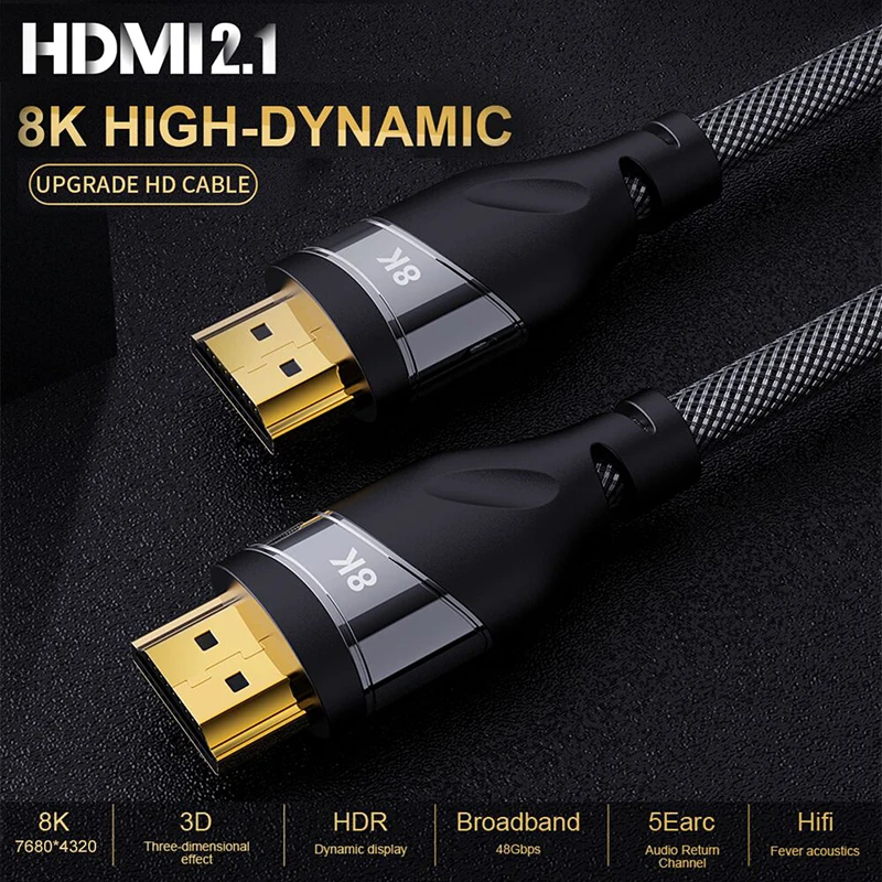 Хит 8K HDMI 2,1 медный 30AWG кабель Real UHD HDR 48 Гбит/с 8K@ 60 Гц 4K@ 120 Гц HDMI Ycbcr4: 4: 4 конвертер для PS4 HDTVs проекторы