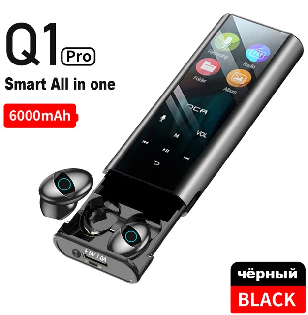 TWS-Q1 Pro Black Q1 TWS Bluetooth наушники 5,0 многофункциональные Bluetooth наушники IPX7 водонепроницаемые в пределах 6000 мАч Внешний аккумулятор для iOS Android - Цвет: TWS-Q1 Pro Black