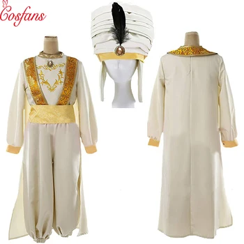 

New 5PCS Halloween Mens Aladdin Magic Lamp Prince Aladdin cosplay Costume role play Suits Uniform S-XXXL Send hat free delivery