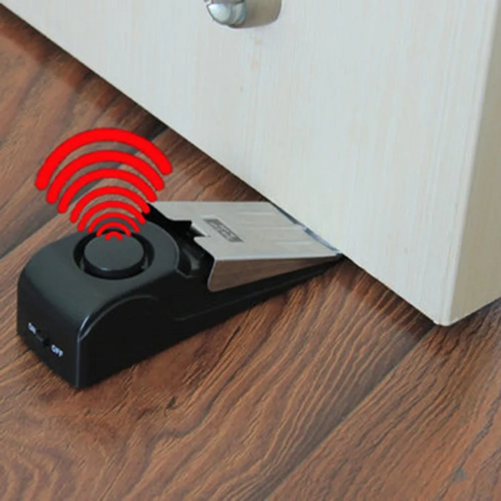

120dB Mini Wireless Vibration Alarm Door Stop Alarm for home Wedge Shaped Stopper Alert Security System Block Blocking System