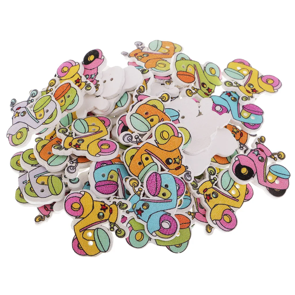 50/100pcs Wooden Buttons Flatback Crafts Beads For Art Crafts Scrapbooking