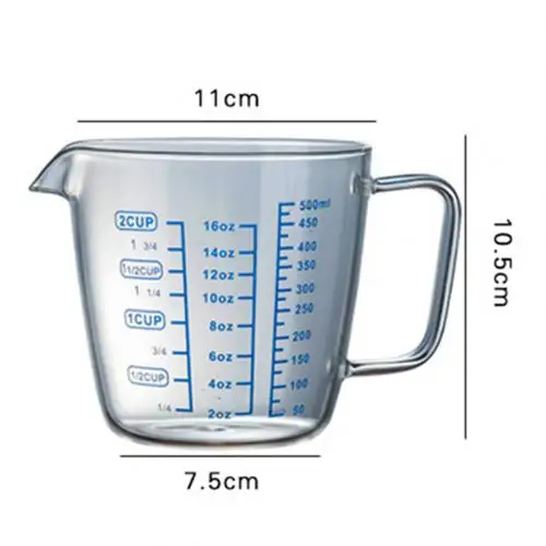 250 мл/500 мл жаропрочное стекло, мерный стакан, шкала для молочной воды, инструмент для микроволновой печи, ручная работа, пивная кружка, чай, стекло, виски, стеклянные чашки - Цвет: 500ml