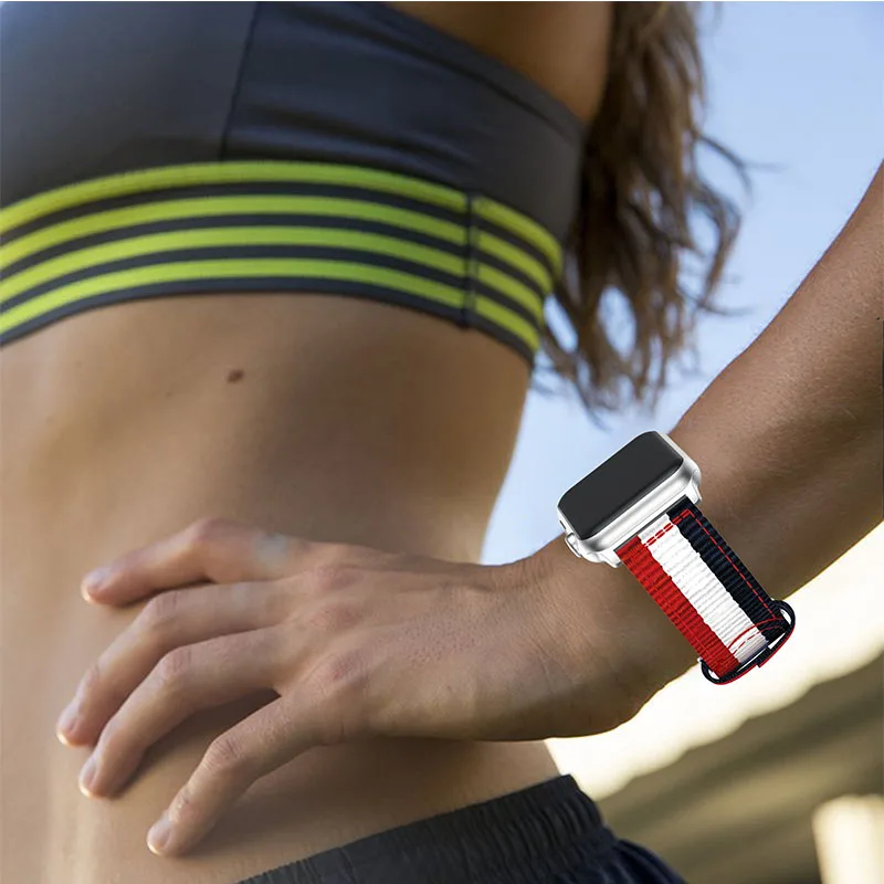 Ремешок нейлоновый для Apple Watch 5 4 3 2 1 Band Series спортивный кожаный браслет iwatch 42 мм 44 38