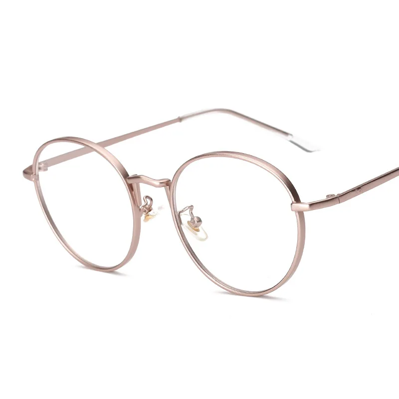 Rose Gold Iboode очки с оправой из сплава оправа для мужчин ультралегкие Женские винтажные круглые Рецептурные очки ретро оправы и очки простые зеркальные - Цвет оправы: Rose Gold