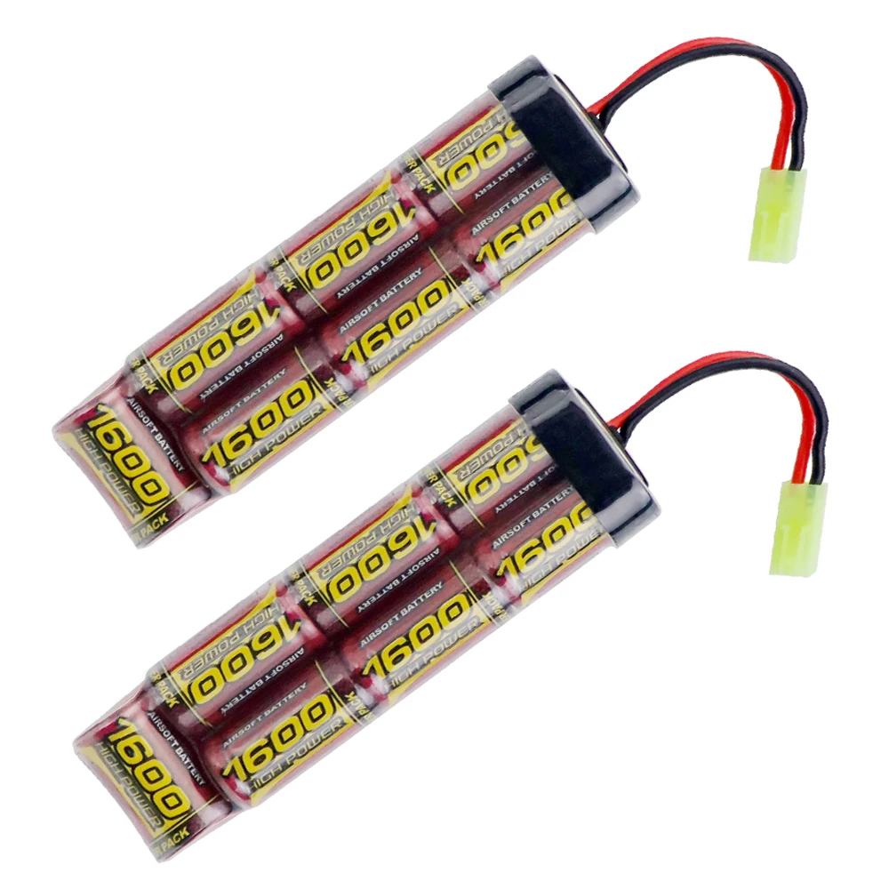 2-pack 8.4v Airsoft Battery Flat Pack Batteries Nimh 1600mah With Mini  Tamiya Connector For Air Gun Mp5 M60 Scar M249 M240b G36 - Rechargeable  Batteries - AliExpress