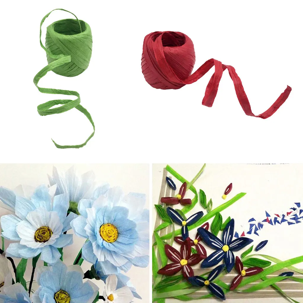 2x Raffia Paper Ribbon Rope Decoration Scrapbooking Cords Packing Crafts LOT
