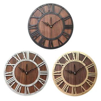 

Wall Clock Modern Design Mechanism Vintage Digital Metal European Wooden Roman Craft Wall Clock Living Room Decorative