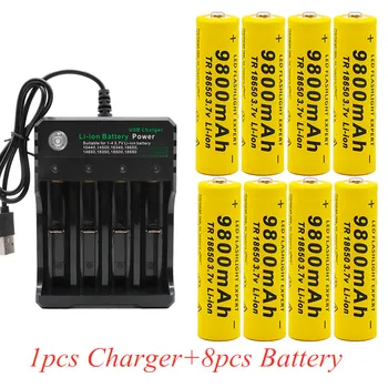 

2020 18650 battery 3.7V 9800mAh rechargeable liion battery for Led flashlight battery 18650 battery Wholesale +USB charger