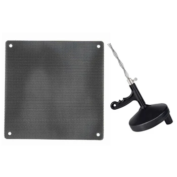 

6Pcs 14cm Computer Mesh PVC PC Case Fan Cooler Dust Filter Case & 1pcs Home Pipe Hand-Operated Drain Auger