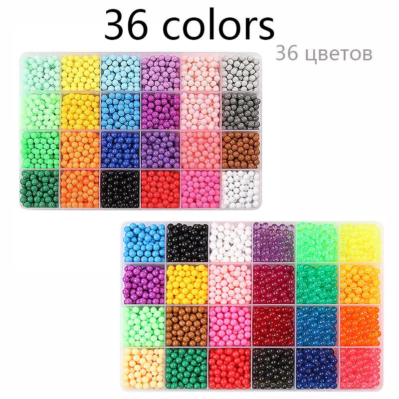 36 cores 5mm conjunto contas de recarga quebra-cabeça cristal diy spray de água contas mágicas jogo bola 3d artesanal brinquedos mágicos para crianças