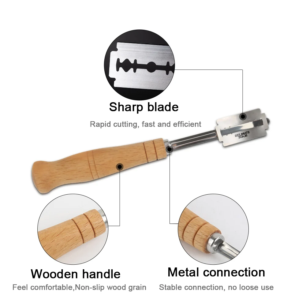 Специальный резак для хлеба с деревянной ручкой 5 шт. сменные лезвия с кожаным чехлом Западный багет нож для резки резак кухонные инструменты