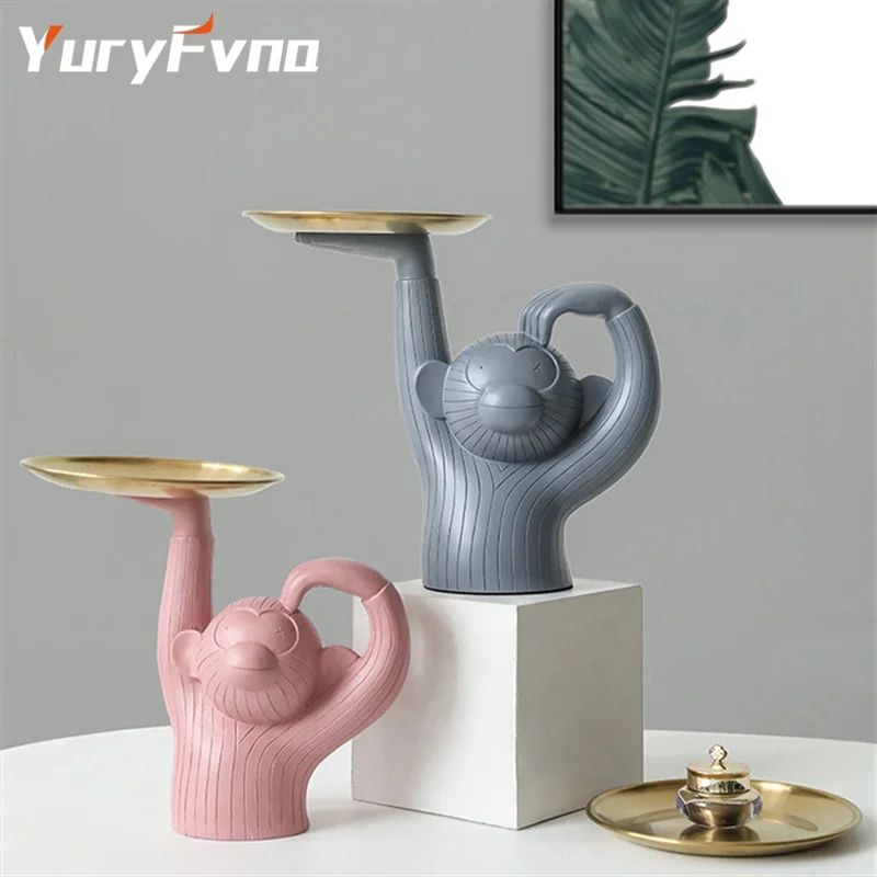 YuryFvna креативный поднос для обезьяны, украшение для дома, гостиной, фруктовая тарелка, персонализированный поднос для хранения ключей