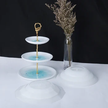 

3pcs Resin Epoxy Silicone Mold Set Silicone Resin Epoxy Mould 3 Tier Cake Plate Cupcake Stand Casting Mold DIY