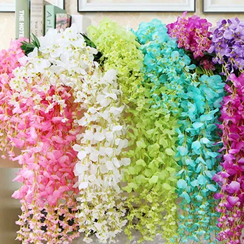 

1 SET 12pcs 110 Cm Artificial Silk Wisteria Fake Garden Hanging Flower Plant Vine Home Wedding Party Event Decor