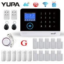 YUPA – système d'alarme de sécurité domestique, GSM/4G/3G, avec capteur PIR, contrôle via application Tuya Smart Life, Kit pour maison connectée, PG 103