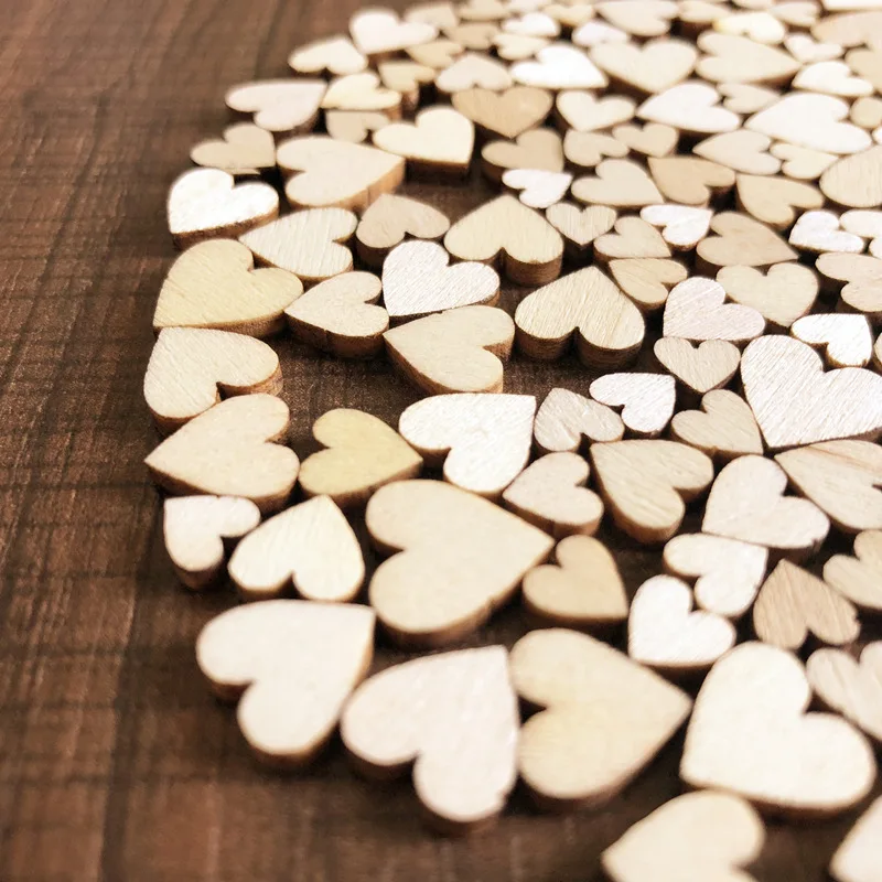 100pcs Rustic Wooden Love Heart Wedding Table Scatter Decoration Wood Crafts 