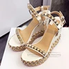 High Platform Wedges Party Sandals Women Rivet Decor Ankle Strap One-strap Genuine Leather Summer Shoes Zapatos Mujer 4