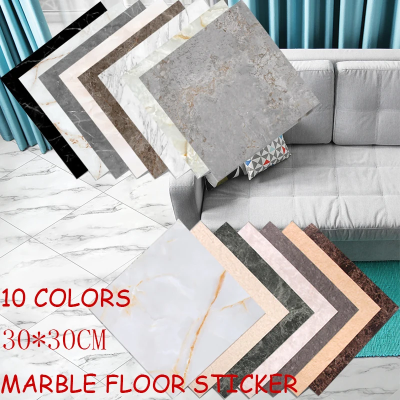30x30cm3DMarblePatternNonslipFloorStickersWaterproofWallpaper