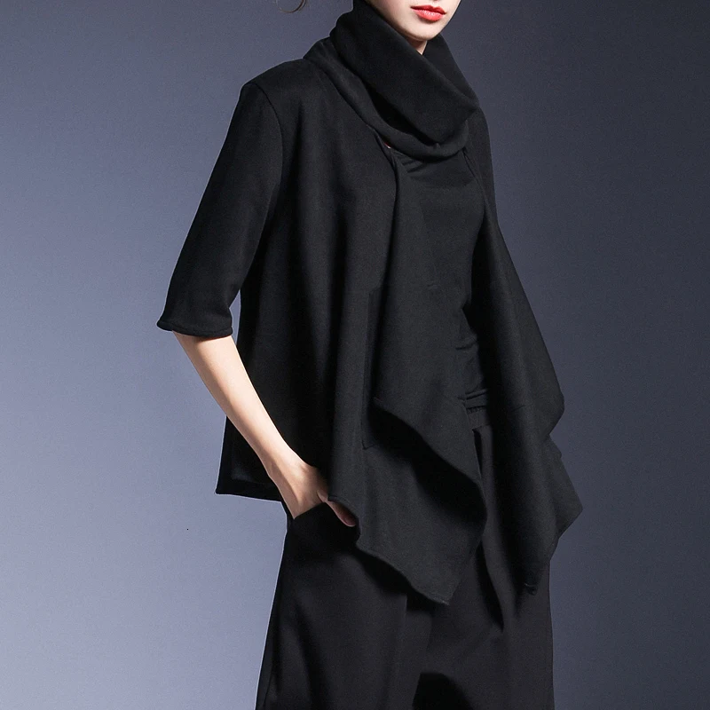 [EAM] Новинка, Весенняя Черная куртка с высоким воротником и длинным рукавом, Женская куртка, модное пальто JH847