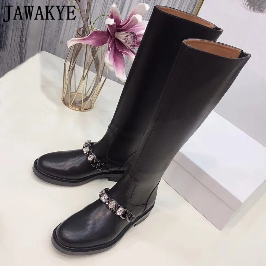 black flat knee boots