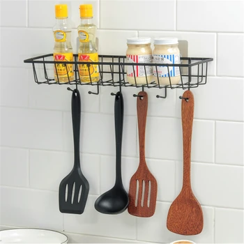 

Iron Black Wall Hanging Storage Shelf Basket Home Cosmetic Sundries Kitchen Tools Bathroom Accessories Organizer Storage Rack