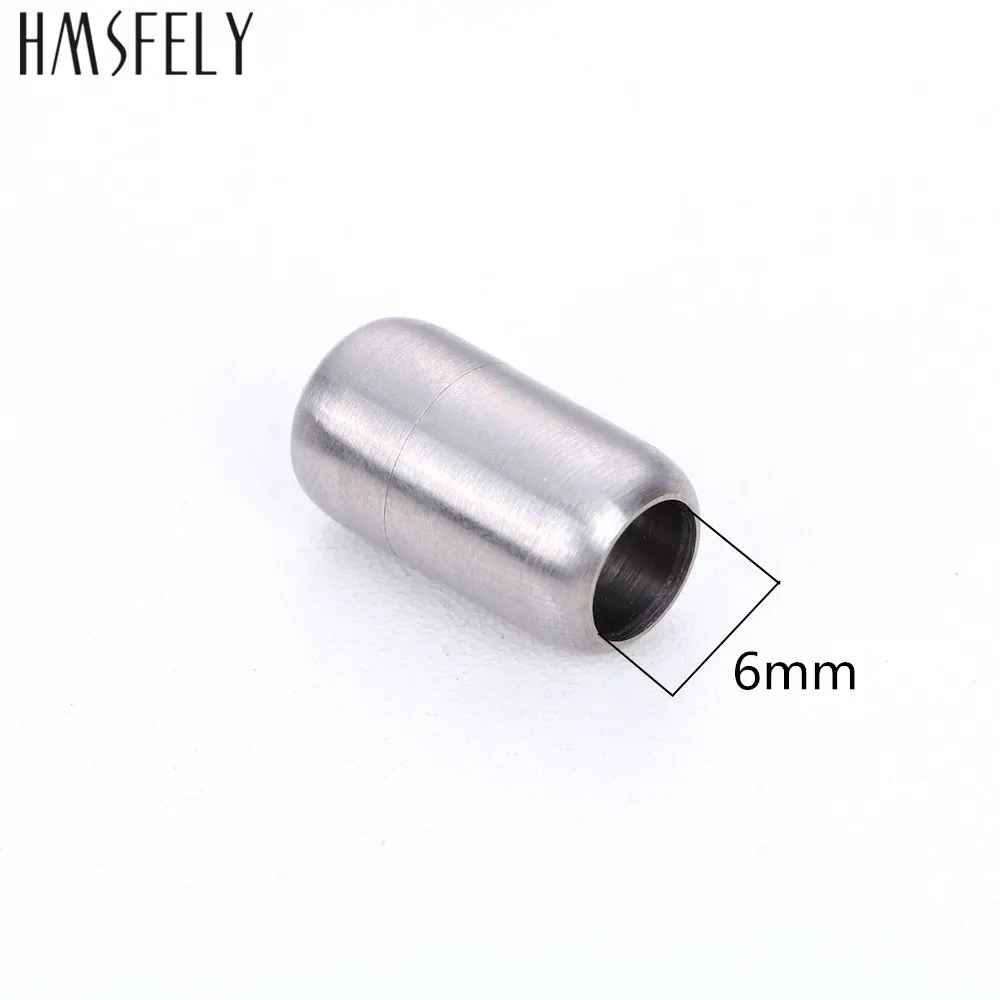 HMSFELY, 6 мм, 8 мм, браслет с отверстием, магнитная застежка, фурнитура из нержавеющей стали 316L, магнитные пряжки, кожаный браслет, аксессуары - Цвет: 6mm