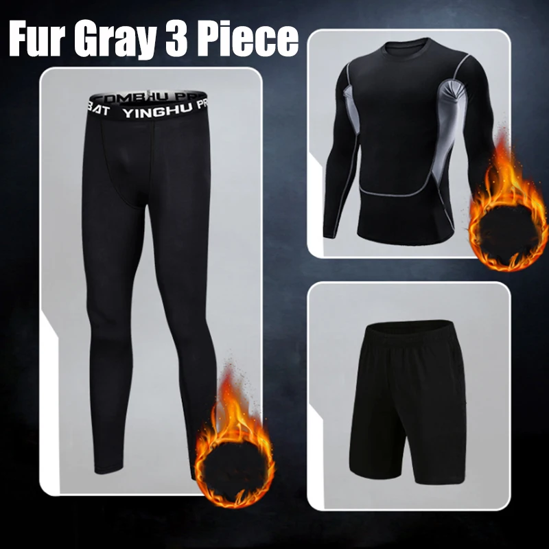 

TaoBo Fur 3PCS Men's Lycra Compression Pants Cycling Running Basketball Soccer Elasticity Sweatpants Shorts Pocket