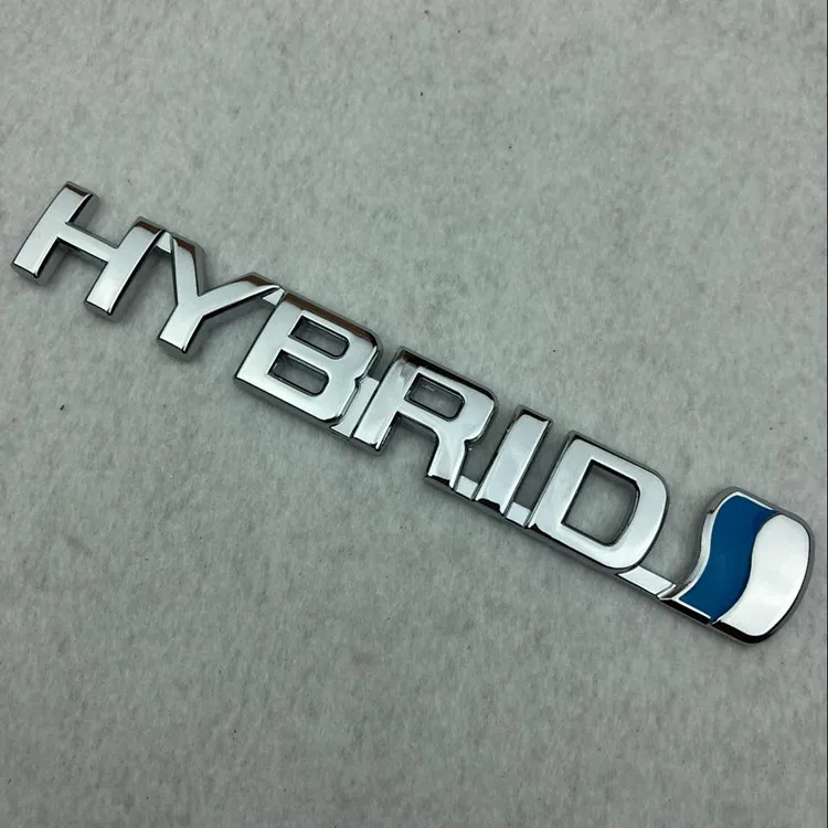 【High Quality】2PCS 15.2cm*2cm Silver Metal Plating HYBRID Emblem For RAV4 Car Rear Tail Badge Sticker Logos