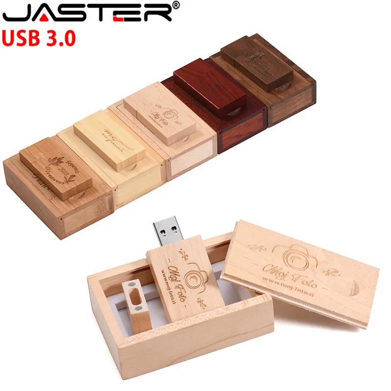 JASTER USB 3,0 логотип клиента деревянный USB флэш-накопитель Флешка карта памяти+ подарочная коробка 4 ГБ 8 ГБ 16 ГБ 32 ГБ 64 ГБ U диск свадьба