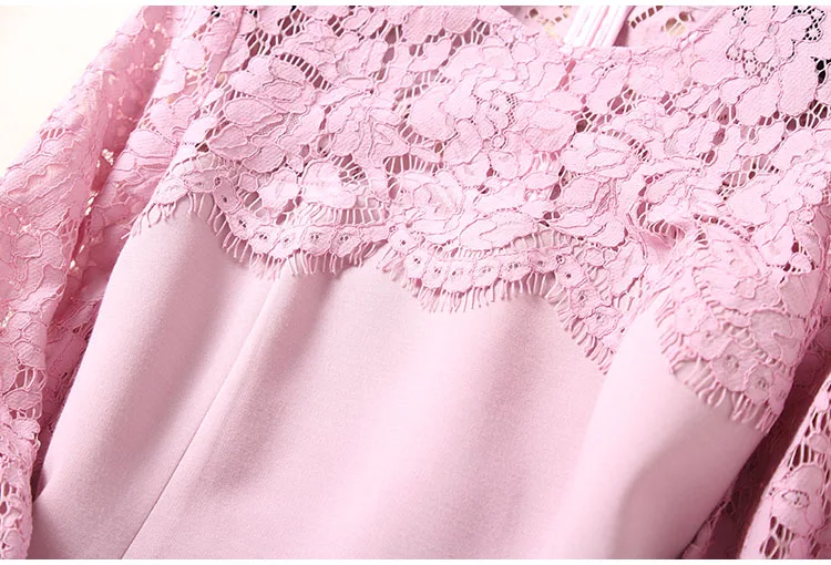 Элегантное кружевное платье в стиле пэчворк для женщин и девочек, новинка, зимнее платье трапециевидной формы с расклешенными рукавами размера плюс XXL, платья розового и красного цвета